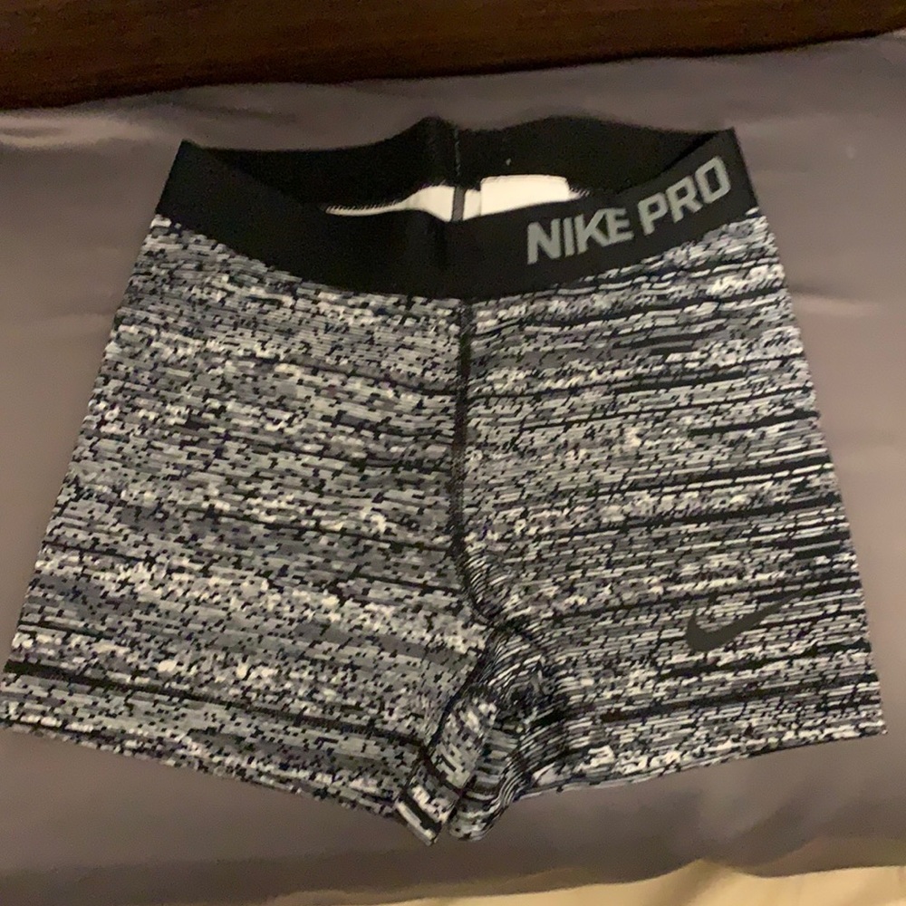 Nike Pro grey/black/white spandex shorts